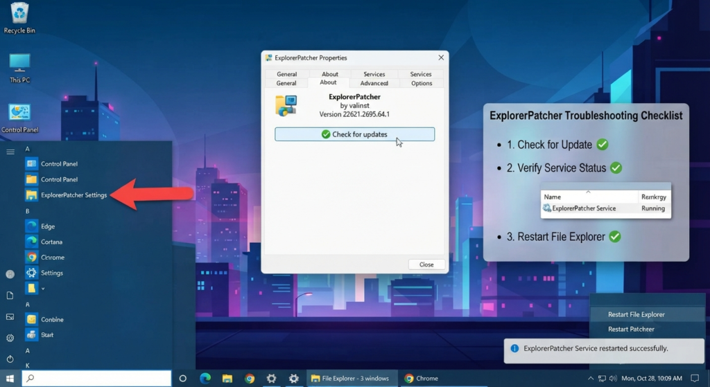ExplorerPatcher Windows 11 Review: Powerful Taskbar Tweaks & Features 4 ExplorerPatcher Not Working Try These Checks