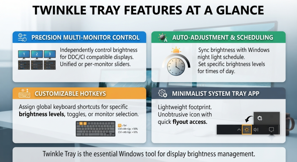 Twinkle Tray Guide for Windows 11 & 10: Download, Setup & Brightness Control 2 Twinkle Tray Features at a Glance
